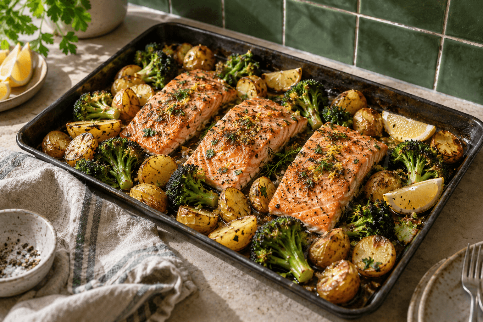 Lemon salmon tray