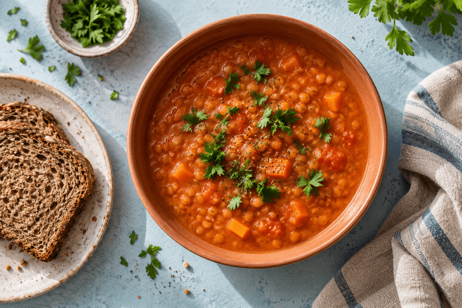 Red lentil tomato soup